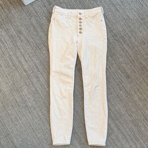 Anthropologie Pilcro High Rise Button-Fly Skinny Corduroy Cream Jeans 25